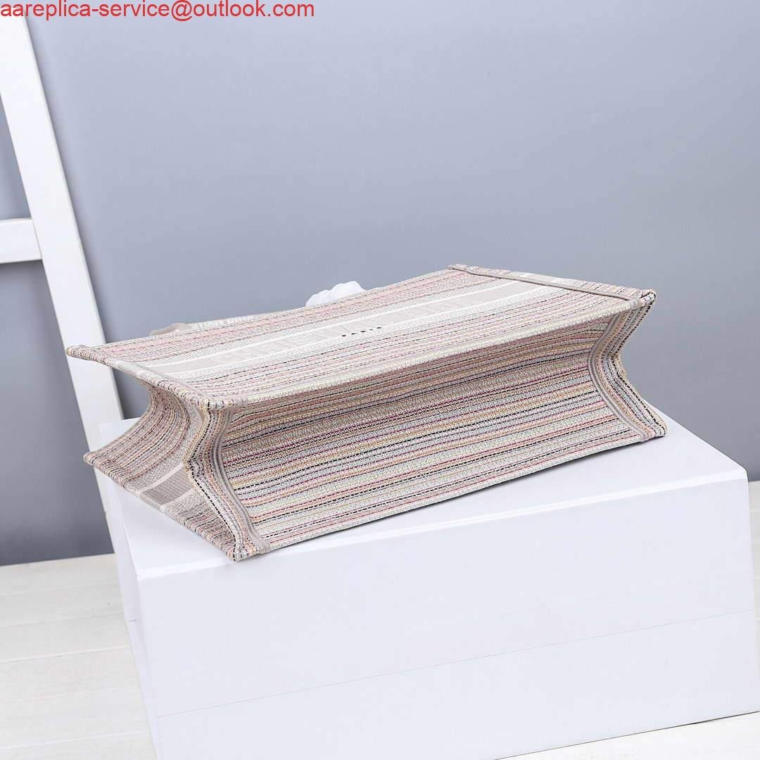 Dior M1286 Dior Book Tote small Pink D-Stripes Embroidery