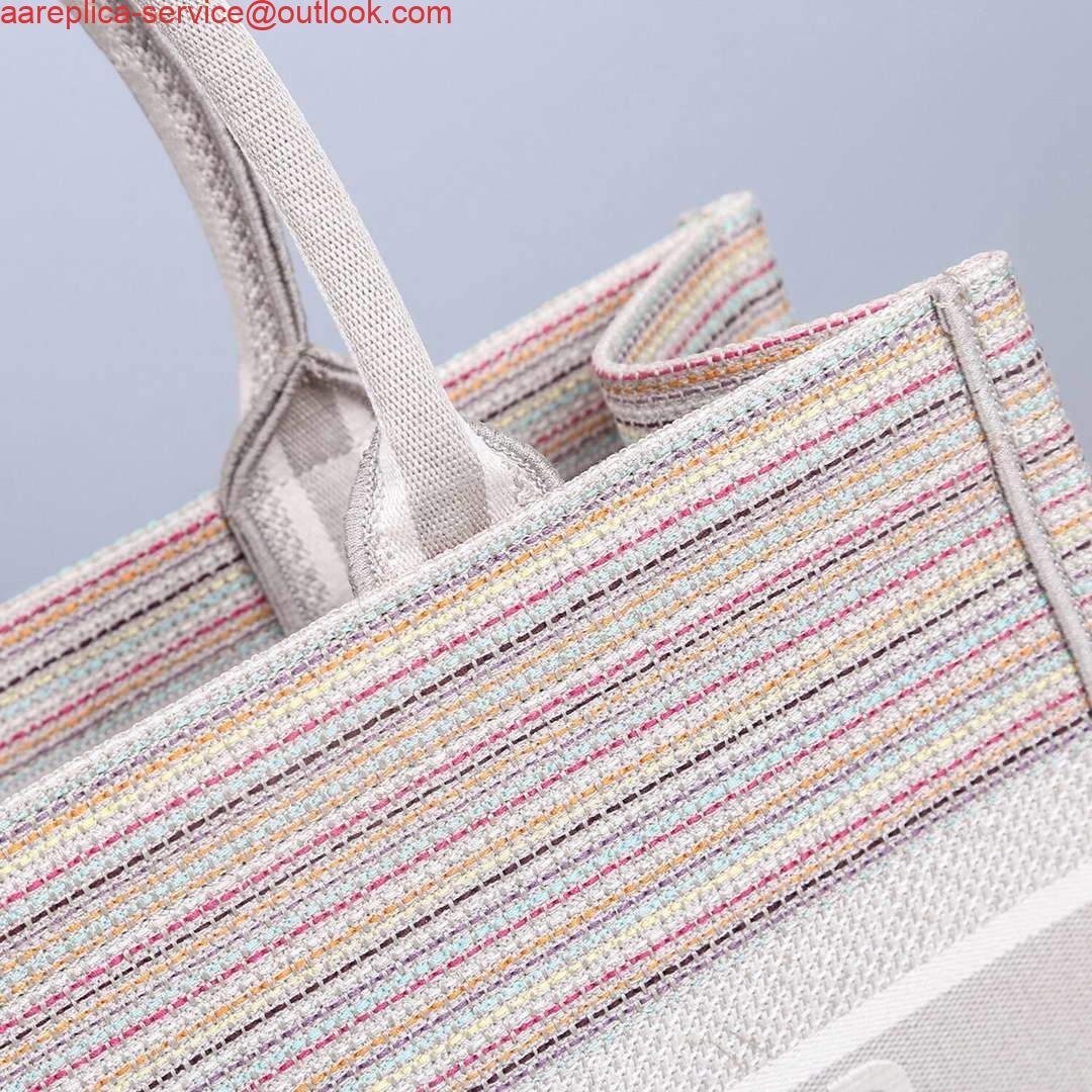 Dior M1286 Dior Book Tote small Pink D-Stripes Embroidery