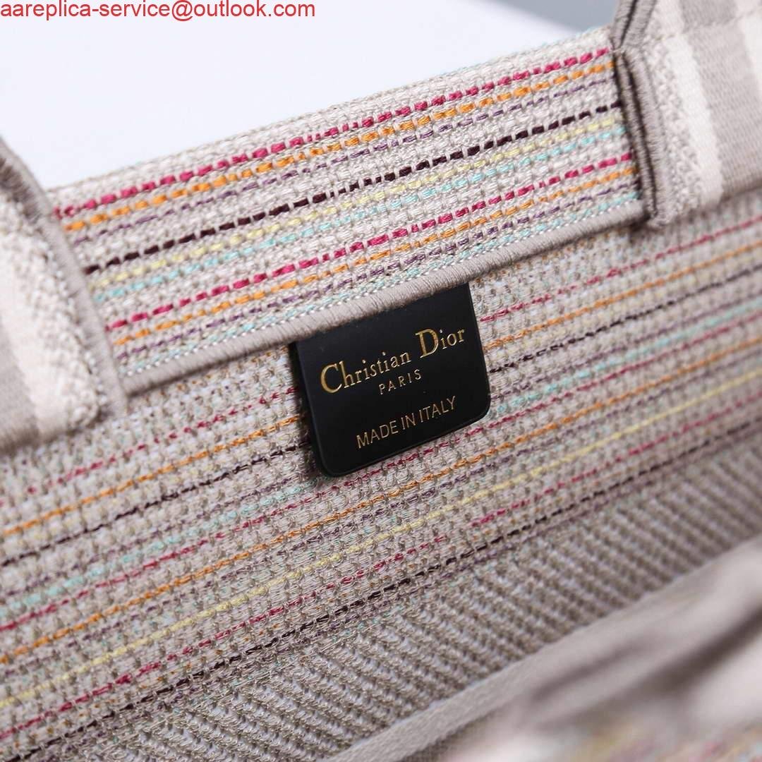 Dior M1286 Dior Book Tote small Pink D-Stripes Embroidery