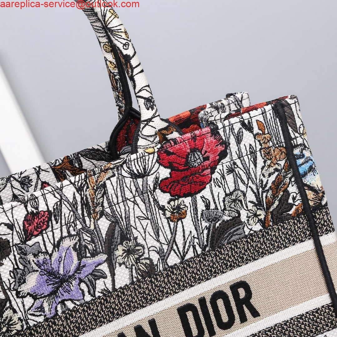 Dior M1286 Dior Book Tote Small Multicolor Flowers Embroidery
