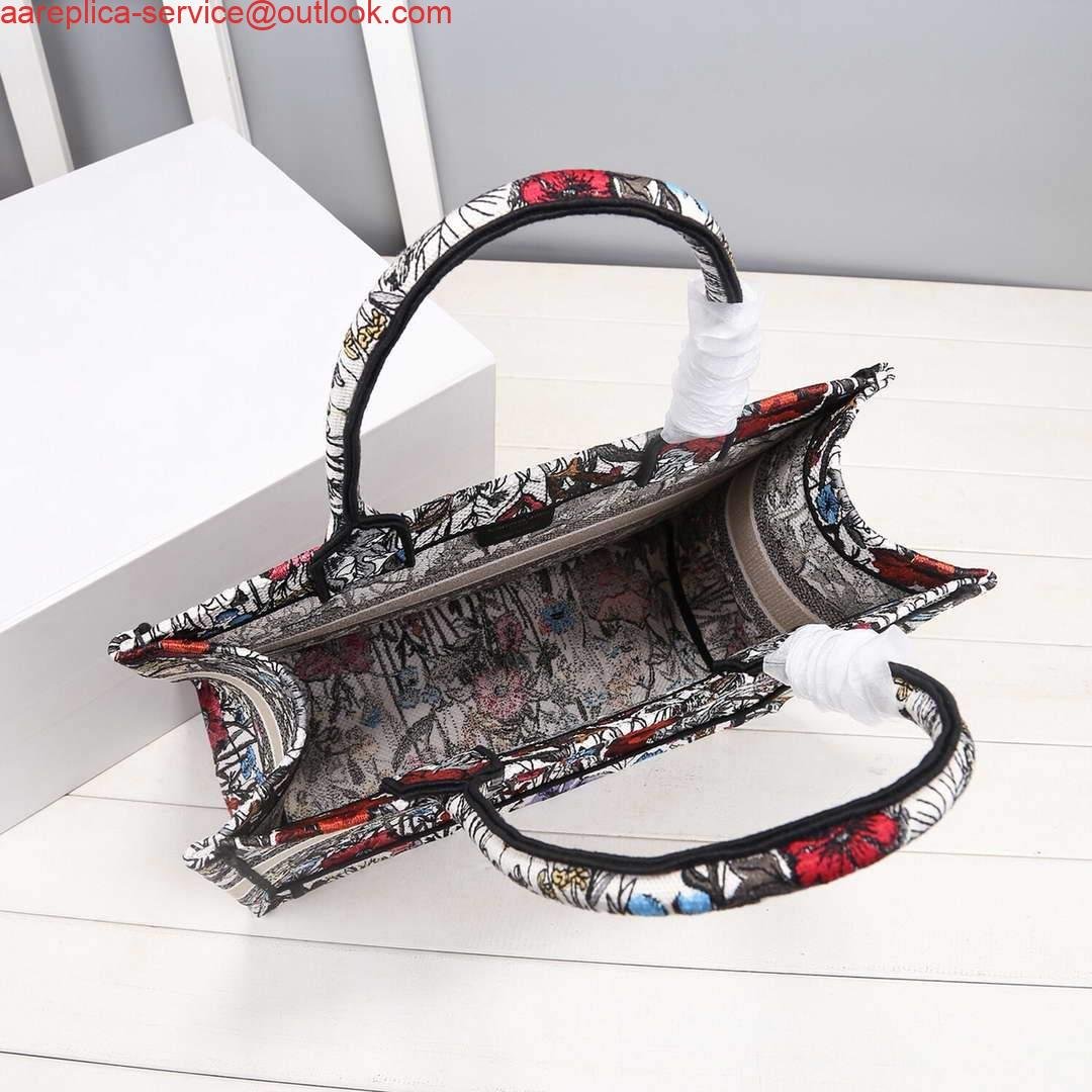Dior M1286 Dior Book Tote Small Multicolor Flowers Embroidery