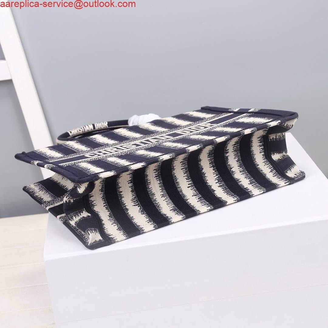 Dior M1286 Dior Book Tote small Blue D-Stripes Embroidery