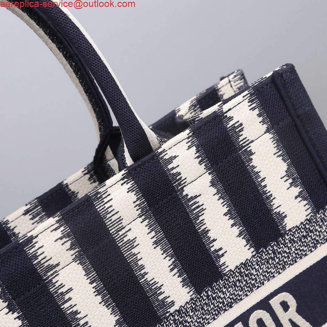 Dior M1286 Dior Book Tote small Blue D-Stripes Embroidery