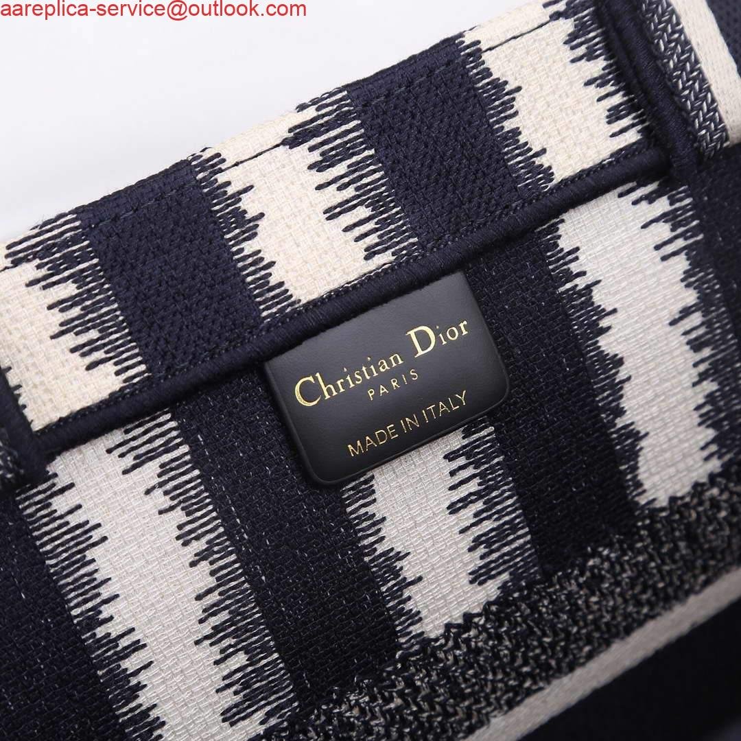 Dior M1286 Dior Book Tote small Blue D-Stripes Embroidery