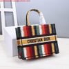 Dior M1286 Dior Book Tote Red Multicolor D-Stripes Embroidery