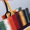 Dior M1286 Dior Book Tote Red Multicolor D-Stripes Embroidery