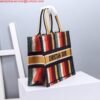 Dior M1286 Dior Book Tote Red Multicolor D-Stripes Embroidery