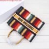 Dior M1286 Dior Book Tote Red Multicolor D-Stripes Embroidery