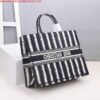 Dior M1286 Dior Book Tote Blue D-Stripes Embroidery