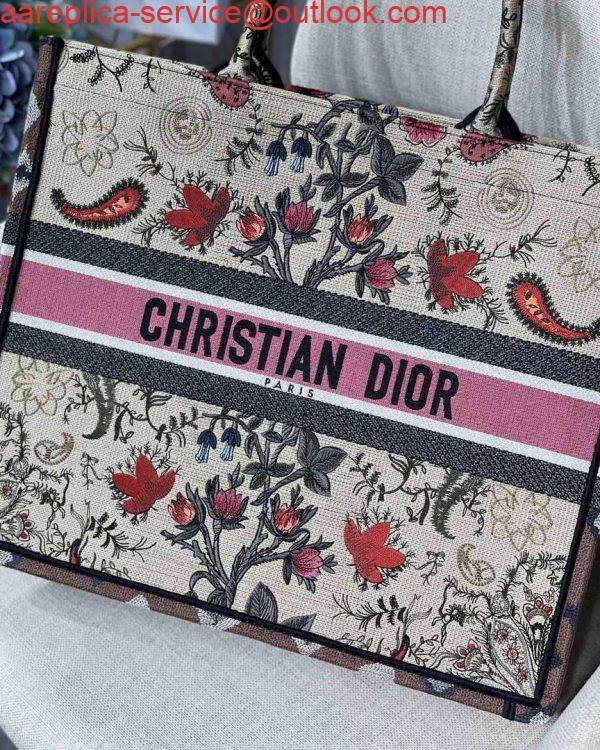 Dior M1286 Book Tote Multicolor Flowers Embroidery