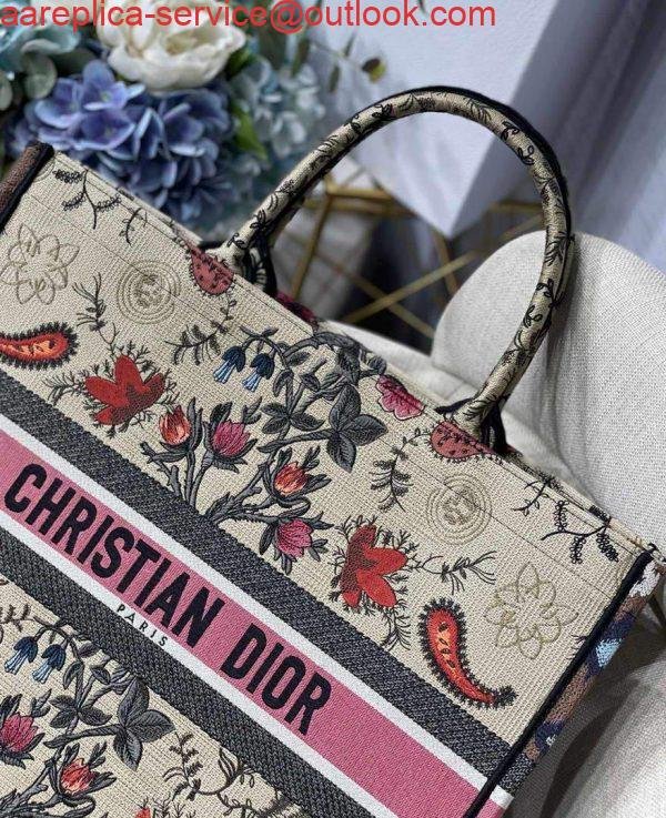 Dior M1286 Book Tote Multicolor Flowers Embroidery