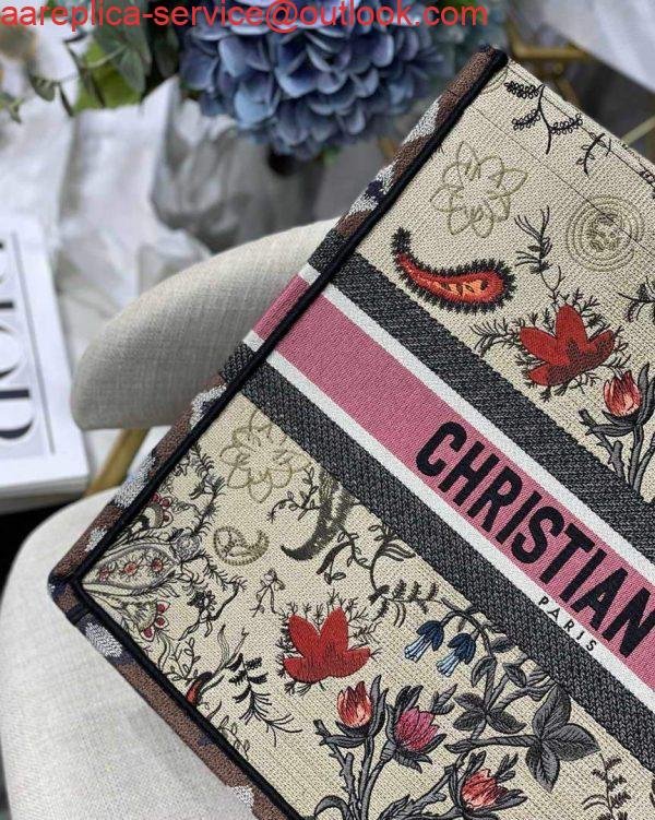 Dior M1286 Book Tote Multicolor Flowers Embroidery