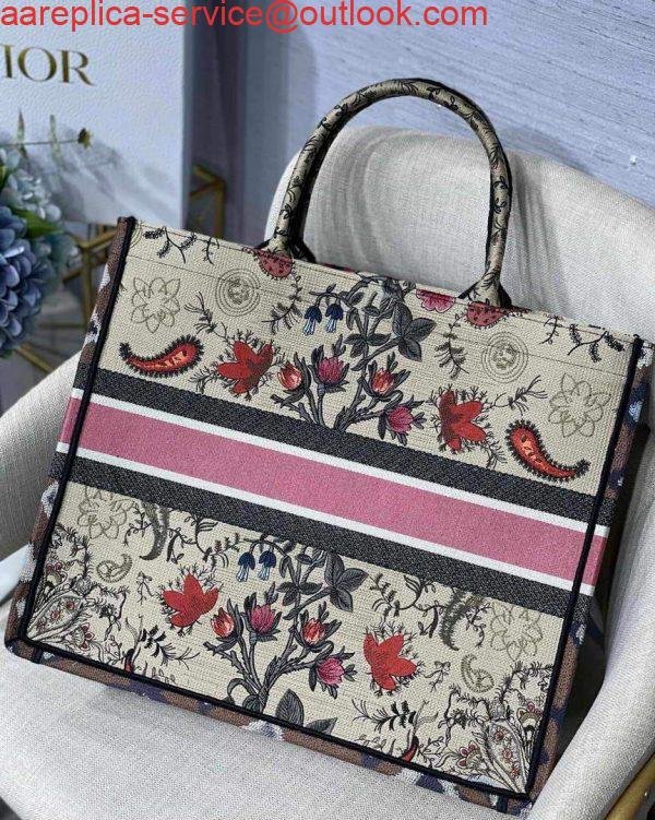 Dior M1286 Book Tote Multicolor Flowers Embroidery