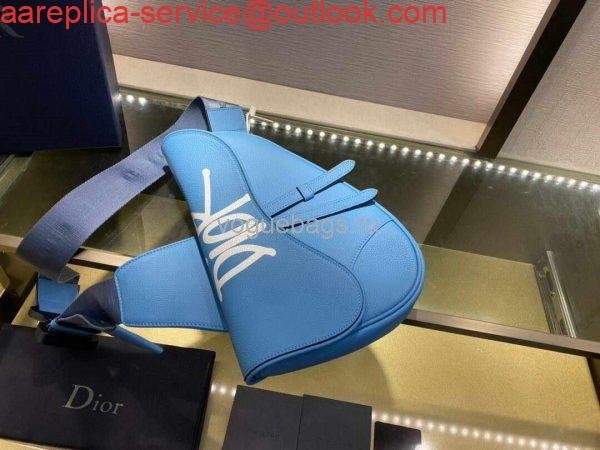 Dior M0446 Saddle Bag Dior Blue Calfskin Bag