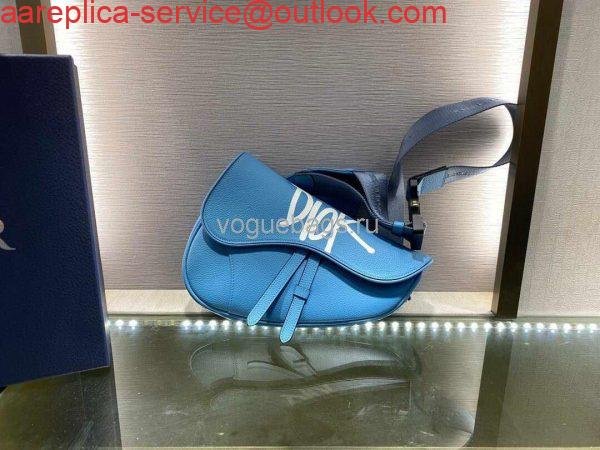 Dior M0446 Saddle Bag Dior Blue Calfskin Bag