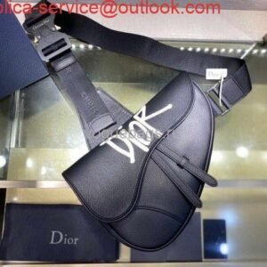 Dior S5685 Micro Saddle Bag With Strap Scarlet Light Blue Goatskin