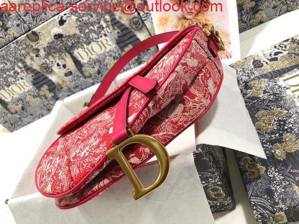 Dior M0446 Dior Saddle Bag Red Toile de Jouy Reverse Jacquard