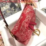 Dior M0446 Dior Saddle Bag Red Toile de Jouy Reverse Jacquard