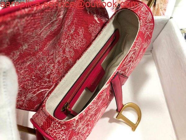 Dior M0446 Dior Saddle Bag Red Toile de Jouy Reverse Jacquard