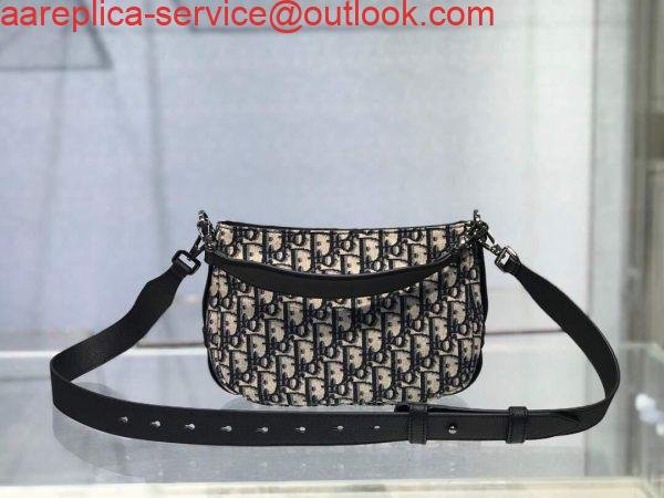 Dior M0446 Dior Saddle Bag Oblique Tote Shoulder Bag Grey Blue