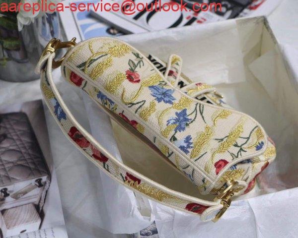 Dior M0446 Dior Saddle Bag Multicolor Flowers Embroidery With Gold
