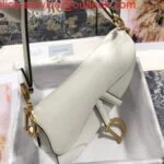 Dior M0446 Dior Saddle Bag M0447 White Grained Calfskin