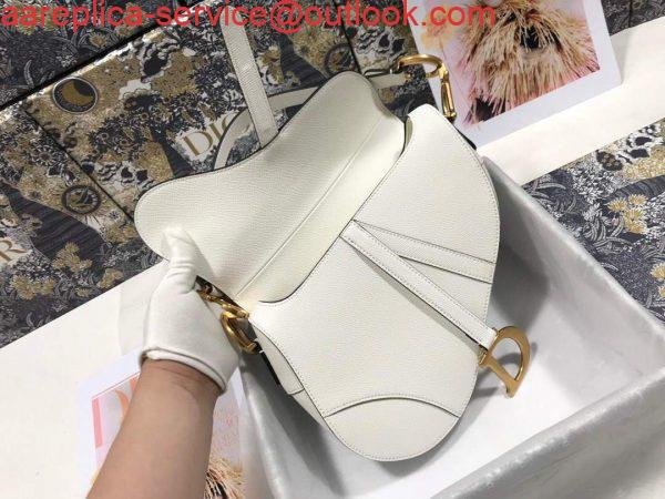 Dior M0446 Dior Saddle Bag M0447 White Grained Calfskin