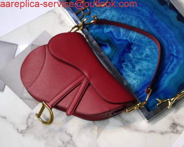 Dior M0446 Dior Saddle Bag M0447 Red Grained Calfskin