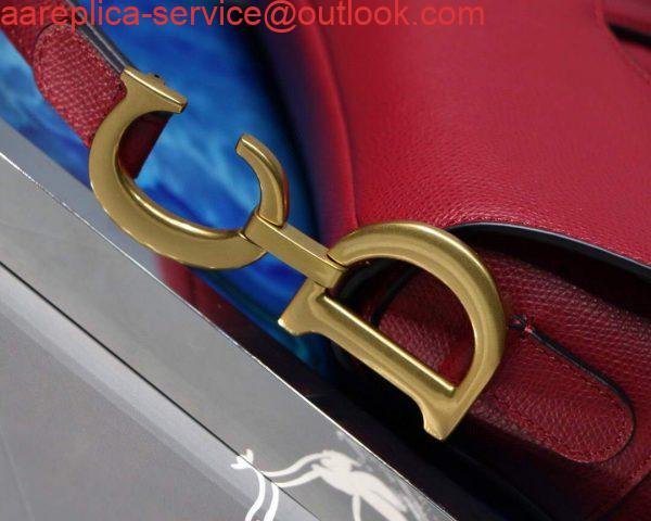 Dior M0446 Dior Saddle Bag M0447 Red Grained Calfskin