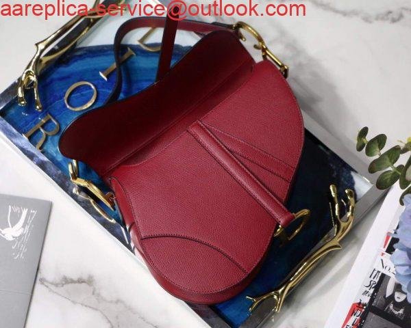 Dior M0446 Dior Saddle Bag M0447 Red Grained Calfskin