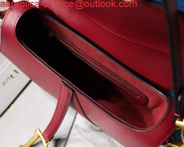 Dior M0446 Dior Saddle Bag M0447 Red Grained Calfskin