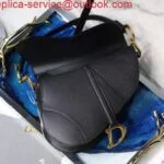 Replica Dior M0446 Dior Saddle Bag M0447 Black Grained Calfskin