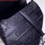 Replica Dior M0446 Dior Saddle Bag M0447 Apricot Grained Calfskin Black Pinter logo
