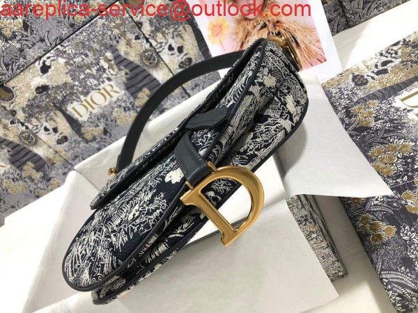 Replica Dior M0446 Dior Saddle Bag Grey Toile de Jouy Reverse Jacquard