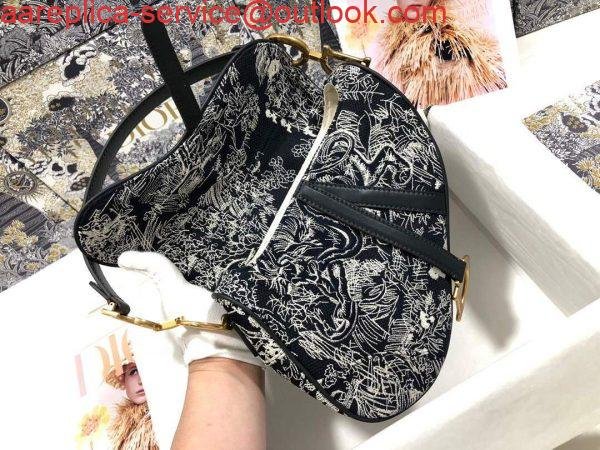 Replica Dior M0446 Dior Saddle Bag Grey Toile de Jouy Reverse Jacquard