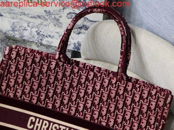Replica Dior Book Tote M1286 Burgundy Dior Oblique Embroidery