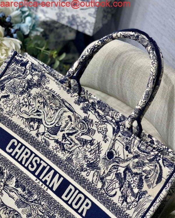 Dior Book Tote M1286 Blue Toile de Jouy Embroidery