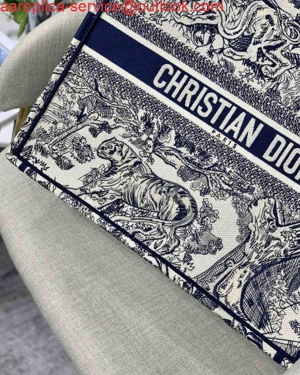 Dior Book Tote M1286 Blue Toile de Jouy Embroidery