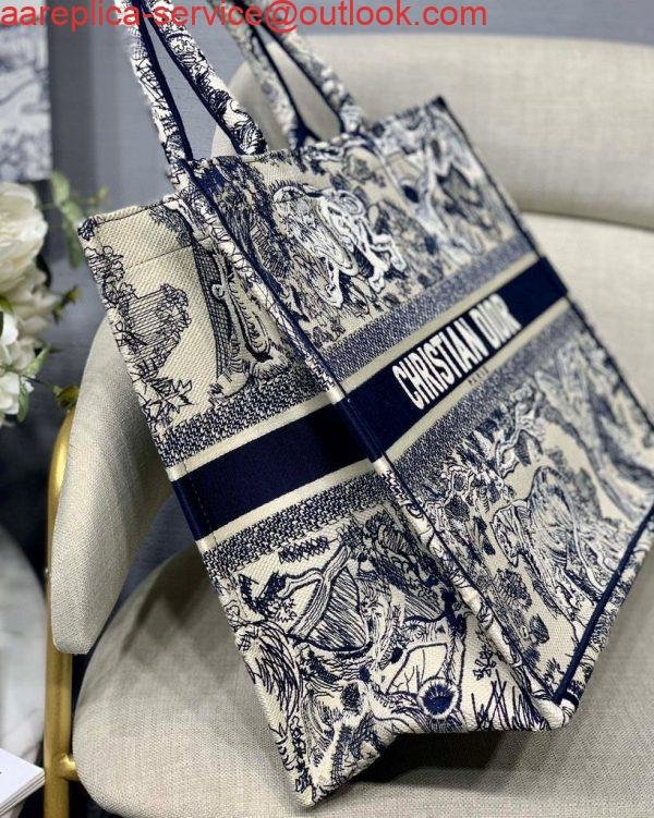 Dior Book Tote M1286 Blue Toile de Jouy Embroidery