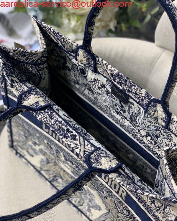 Dior Book Tote M1286 Blue Toile de Jouy Embroidery