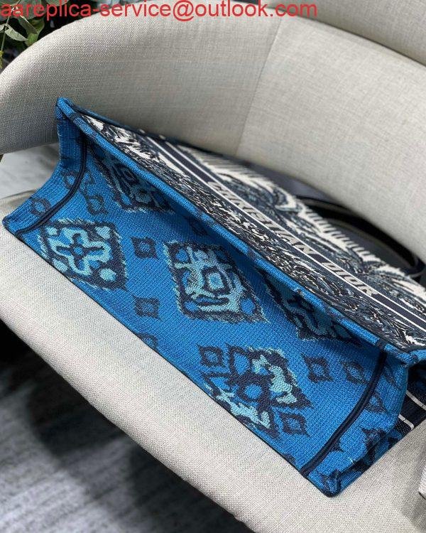 Replica Dior Book Tote M1286 Blue Dior Palms Embroidery