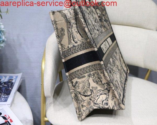 Dior Book Tote M1286 Black Toile de Jouy Embroidery