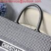 Dior Book Tote M1286 Black and White Houndstooth Embroidery