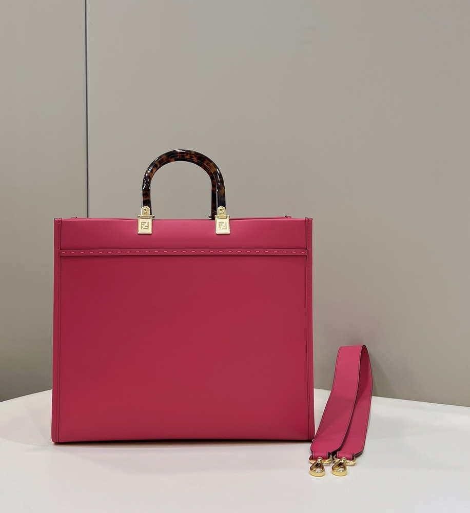 Replica Fendi 8BH386 Sunshine Medium Bag Rose Red leather shopper 8266S