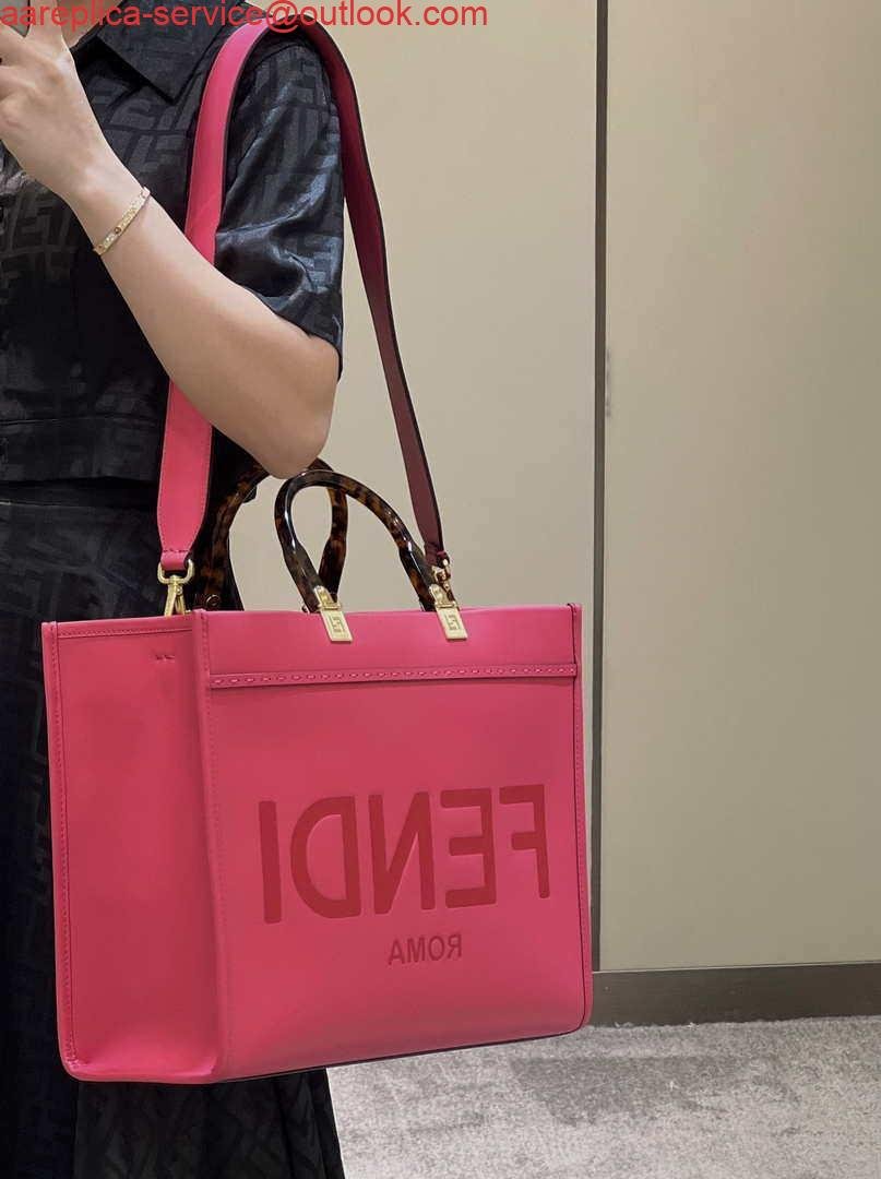 Replica Fendi 8BH386 Sunshine Medium Bag Rose Red leather shopper 8266S