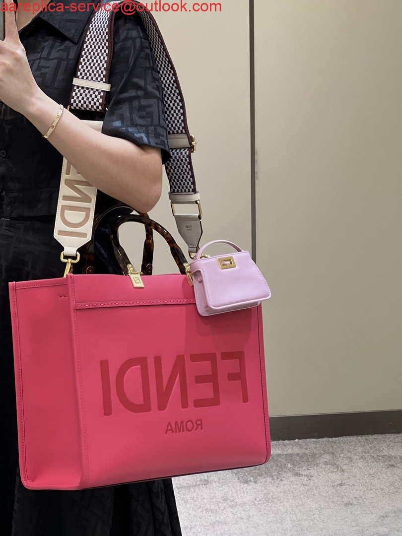 Replica Fendi 8BH386 Sunshine Medium Bag Rose Red leather shopper 8266S