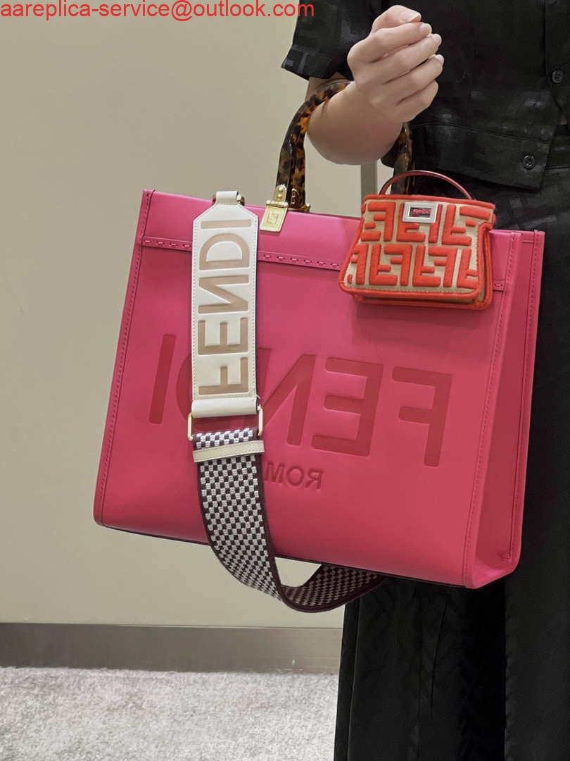 Replica Fendi 8BH386 Sunshine Medium Bag Rose Red leather shopper 8266S