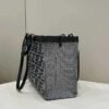 Fendi 8BH374 X-Tote Gray houndstooth wool shopper with FF embroidery