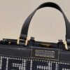 Fendi 8BH374 X-Tote Gray houndstooth wool shopper with FF embroidery