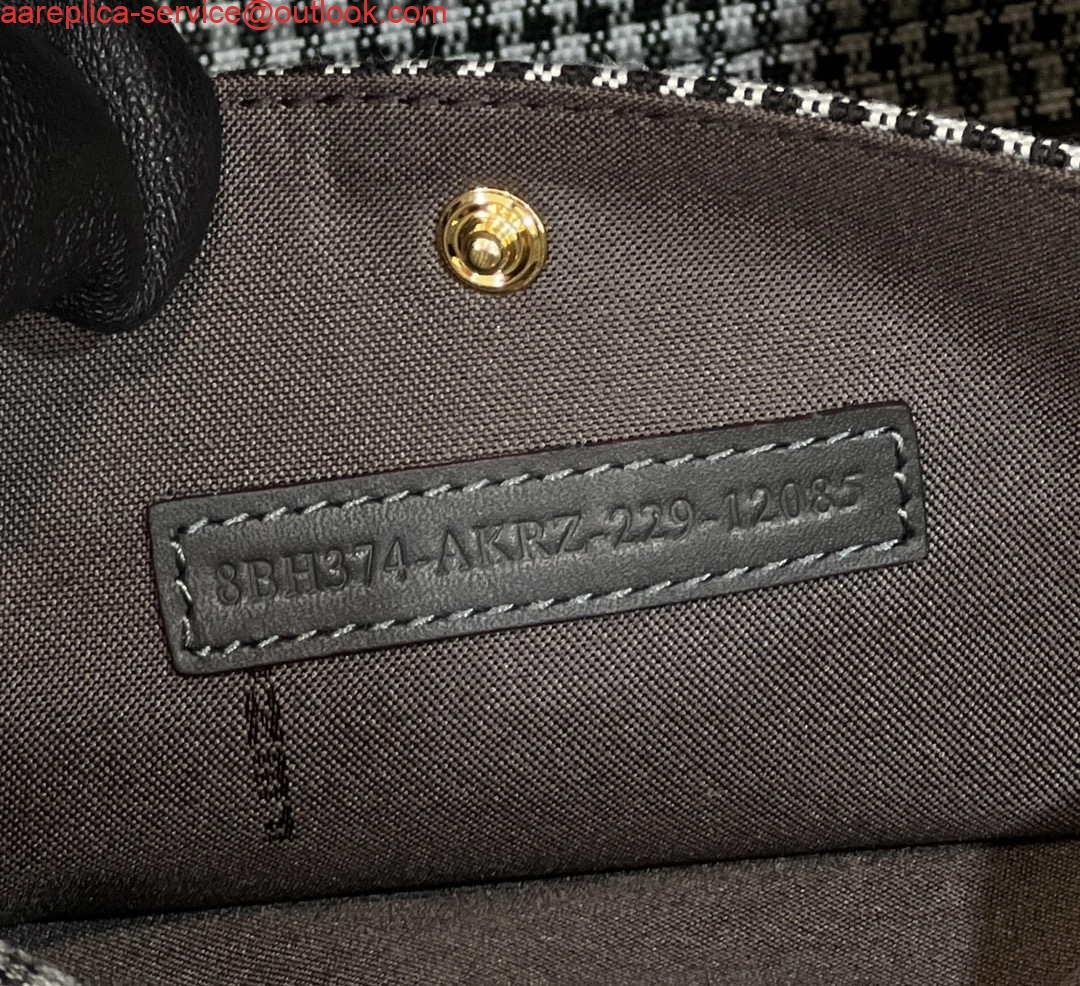 Fendi 8BH374 X-Tote Gray houndstooth wool shopper with FF embroidery